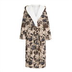 Cute Pug Pattern Print Hooded Bathrobe