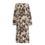 Cute Pug Pattern Print Hooded Bathrobe