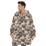 Cute Pug Pattern Print Hoodie Blanket