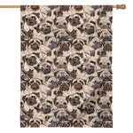 Cute Pug Pattern Print House Flag