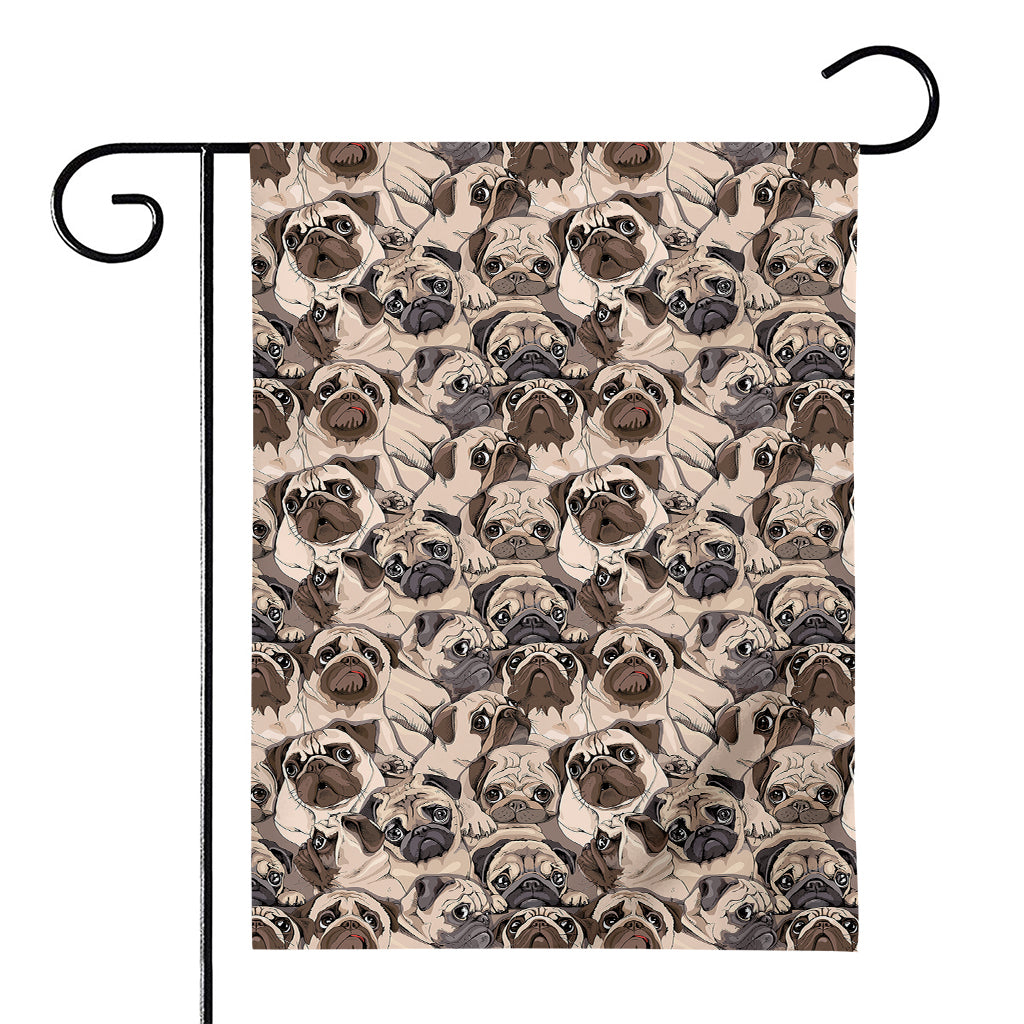 Cute Pug Pattern Print House Flag