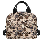 Cute Pug Pattern Print Insulated Lunch Bag
