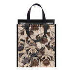 Cute Pug Pattern Print Insulated Lunch Tote