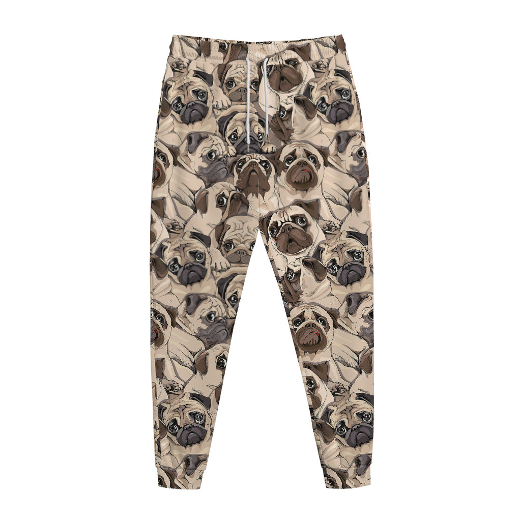 Cute Pug Pattern Print Jogger Pants