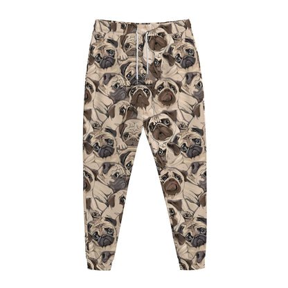 Cute Pug Pattern Print Jogger Pants