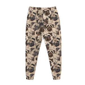 Cute Pug Pattern Print Jogger Pants