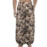 Cute Pug Pattern Print Lantern Pants