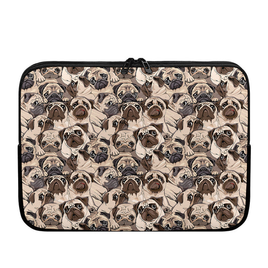Cute Pug Pattern Print Laptop Sleeve