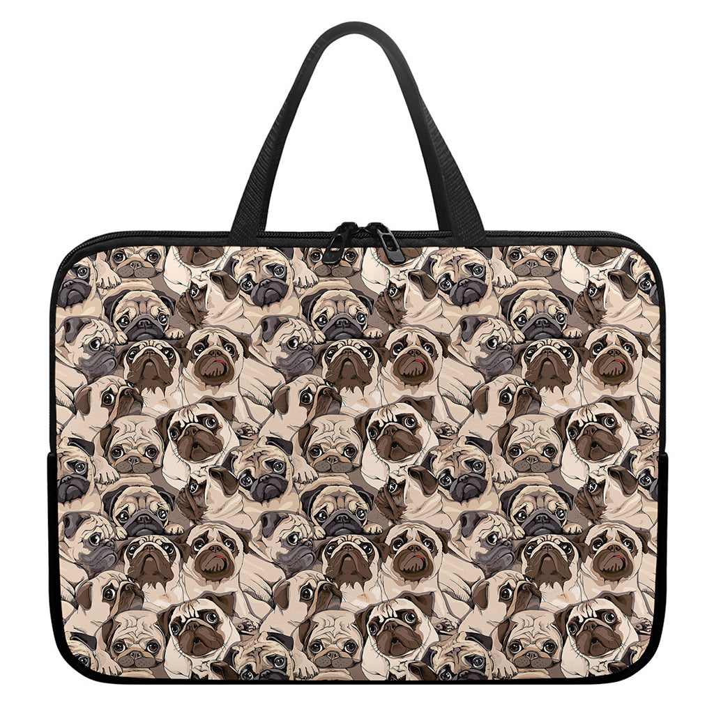 Cute Pug Pattern Print Laptop Sleeve With Handle