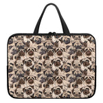 Cute Pug Pattern Print Laptop Sleeve With Handle