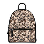 Cute Pug Pattern Print Leather Backpack