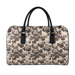 Cute Pug Pattern Print Leather Duffle Bag