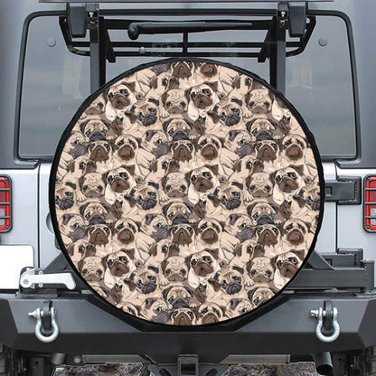 Cute Pug Pattern Print Leather Spare Tire Cover