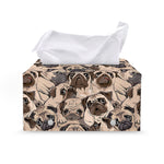 Cute Pug Pattern Print Leather Tissue Box Cover