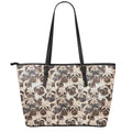Cute Pug Pattern Print Leather Tote Bag With Zipper