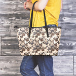 Cute Pug Pattern Print Leather Tote Bag