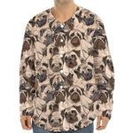 Cute Pug Pattern Print Long Sleeve Baseball Jersey