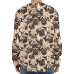 Cute Pug Pattern Print Long Sleeve Baseball Jersey