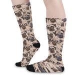 Cute Pug Pattern Print Long Socks