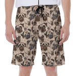 Cute Pug Pattern Print Men's Beach Shorts