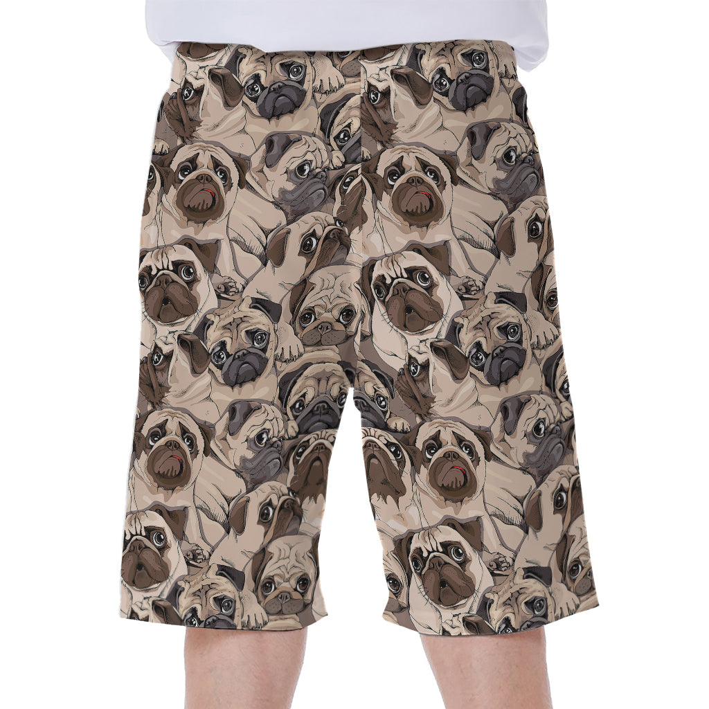 Cute Pug Pattern Print Men's Beach Shorts
