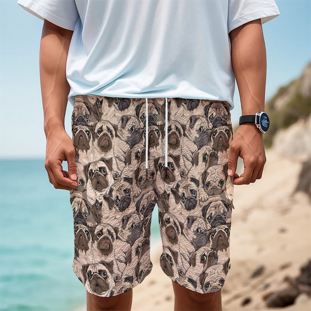 Cute Pug Pattern Print Men's Cargo Shorts