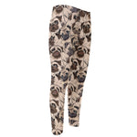Cute Pug Pattern Print Men's Compression Pants