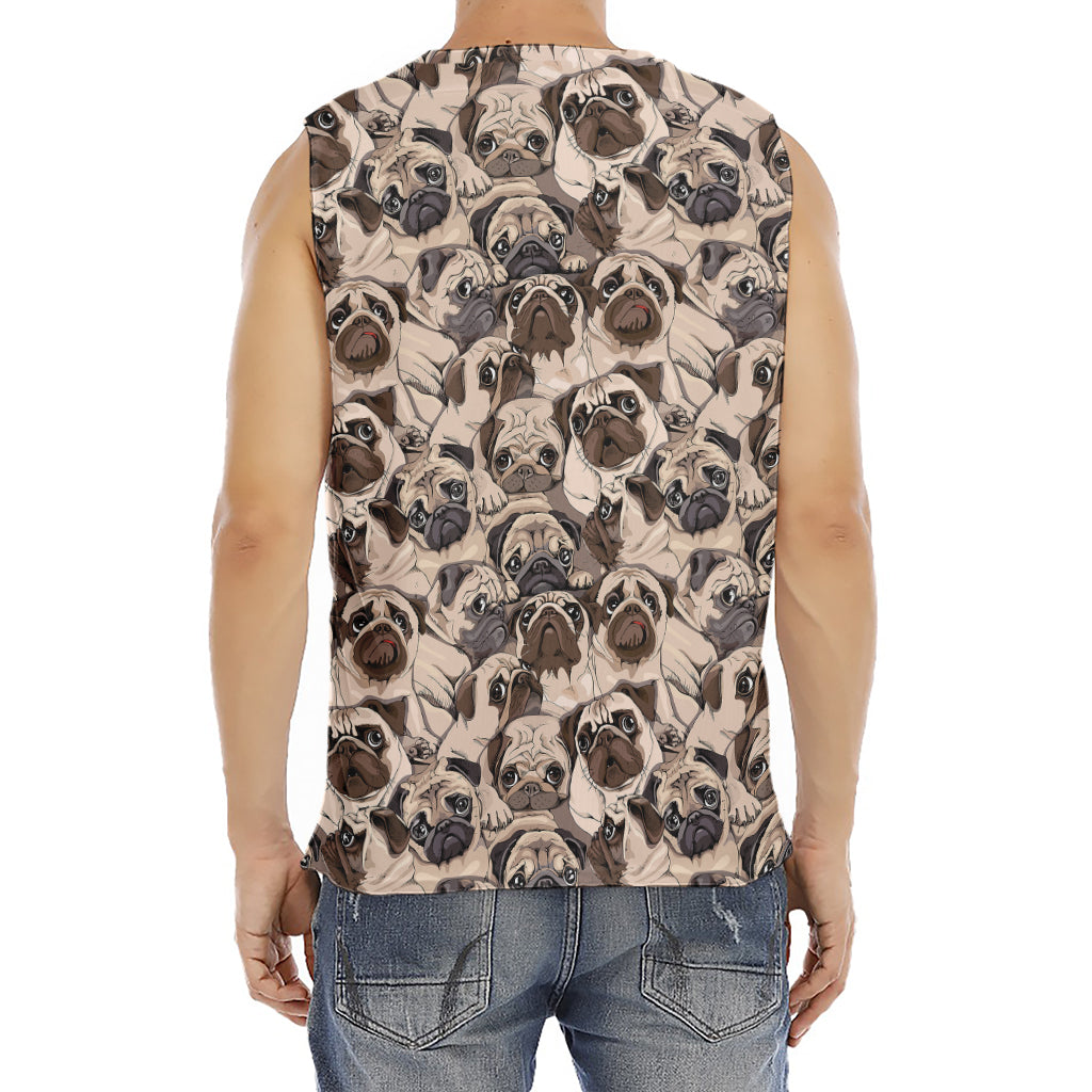 Cute Pug Pattern Print Men's Fitness Tank Top
