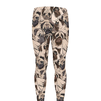 Cute Pug Pattern Print Men's leggings