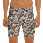 Cute Pug Pattern Print Men's Long Boxer Briefs