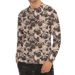 Cute Pug Pattern Print Men's Long Sleeve Rash Guard
