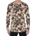 Cute Pug Pattern Print Men's Long Sleeve T-Shirt