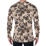 Cute Pug Pattern Print Men's Long Sleeve T-Shirt