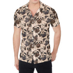 Cute Pug Pattern Print Men's Shirt