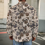 Cute Pug Pattern Print Men's Shirt Jacket