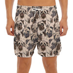 Cute Pug Pattern Print Men's Split Running Shorts