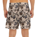 Cute Pug Pattern Print Men's Split Running Shorts