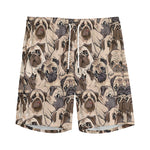 Cute Pug Pattern Print Men's Sports Shorts