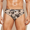 Cute Pug Pattern Print Men's Swim Briefs