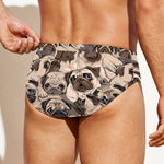 Cute Pug Pattern Print Men's Swim Briefs