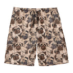 Cute Pug Pattern Print Men's Swim Trunks