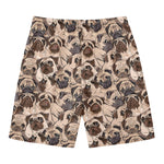 Cute Pug Pattern Print Men's Swim Trunks