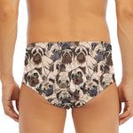 Cute Pug Pattern Print Men's Triangle Swim Briefs