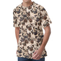 Cute Pug Pattern Print Men's Velvet T-Shirt