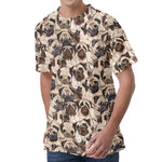 Cute Pug Pattern Print Men's Velvet T-Shirt