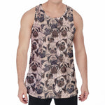 Cute Pug Pattern Print Men's Velvet Tank Top