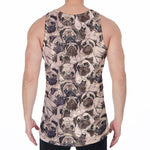 Cute Pug Pattern Print Men's Velvet Tank Top