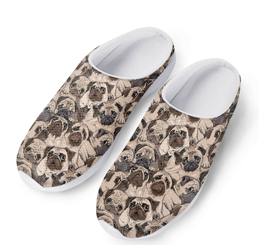 Cute Pug Pattern Print Mesh Casual Shoes