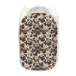 Cute Pug Pattern Print Mesh Laundry Hamper