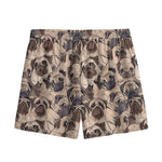 Cute Pug Pattern Print Mesh Shorts